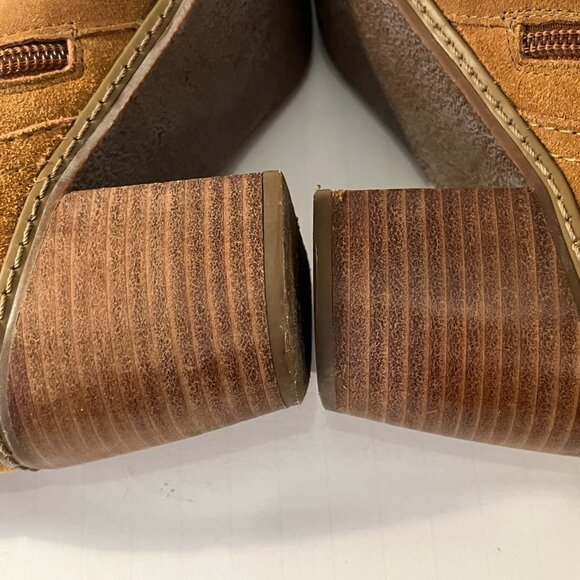 Anne Klein AKBilling Brown Suede Ankle Boots Buckle Detailing Women's Size 7.5M - Picture 9 of 13